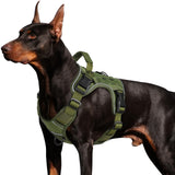 WINGOIN Tactical Dog Harness for Large Dogs, Heavy Duty No Pull Dog Harness with Handle, Adjustable Reflective Military K9 German Shepherd Big Size Dog Vest for Training, Walking, Hiking, Green (L)