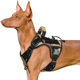 WINGOIN Tactical Dog Harness for Large Dogs, Heavy Duty No Pull Dog Harness with Handle, Adjustable Reflective Military K9 German Shepherd Big Size Dog Vest for Training, Walking, Hiking, Green (L)
