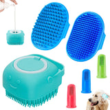 Comotech 3-Piece Dog Bath Brush Set – Grooming & Shampoo Scrubber for Short & Long Hair Dogs (Blue)