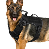 WINGOIN Tactical Dog Harness for Large Dogs, Heavy Duty No Pull Dog Harness with Handle, Adjustable Reflective Military K9 German Shepherd Big Size Dog Vest for Training, Walking, Hiking, Green (L)